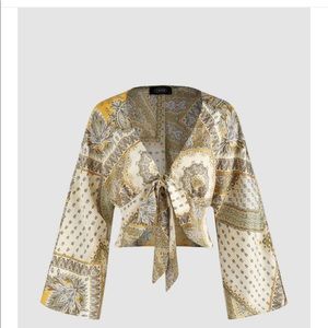 Boho Paisley Tie Front Blouse